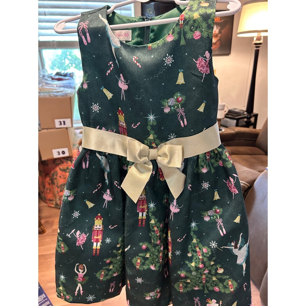 Bonnie Jean Girls‎ Nutcracker Christmas Dress Green Ballerina Holiday Size 5
